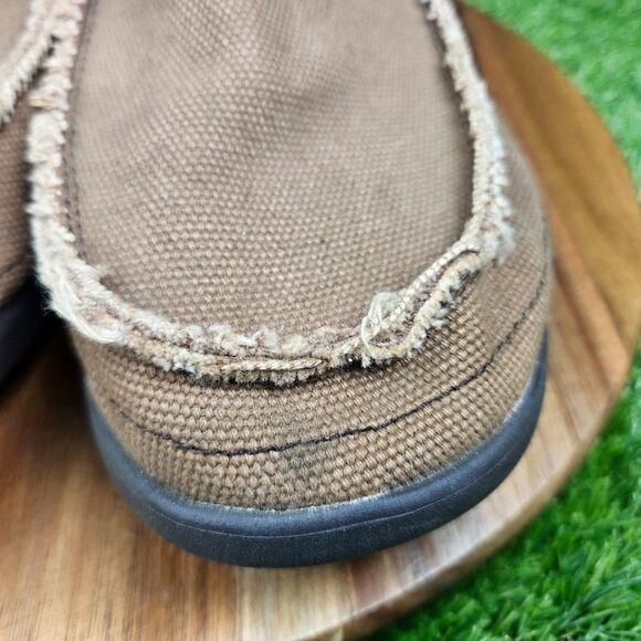 CROCS Santa Cruz Shoes Mens 11 Brown Slip On Canvas Loafer Slippers Casual - Picture 8 of 15